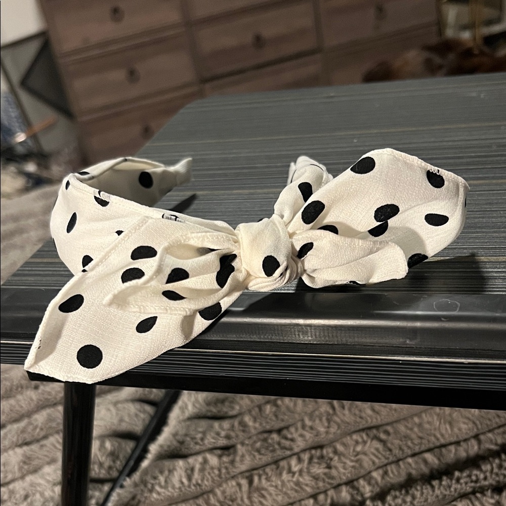 Polka Dot Hairband - Black and White